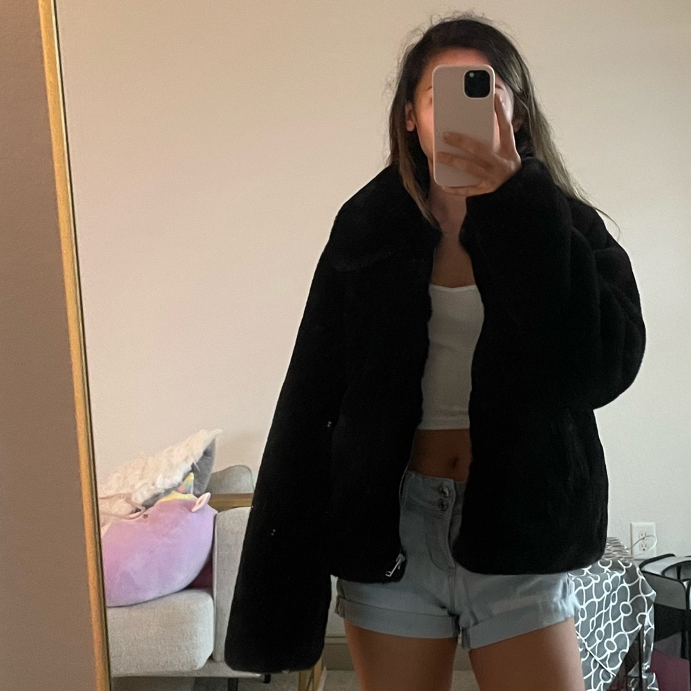 XS NY&C Black Faux Fur Jacket NWT